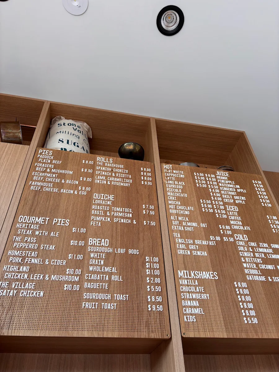 Menu, Stone Valley Bakehouse