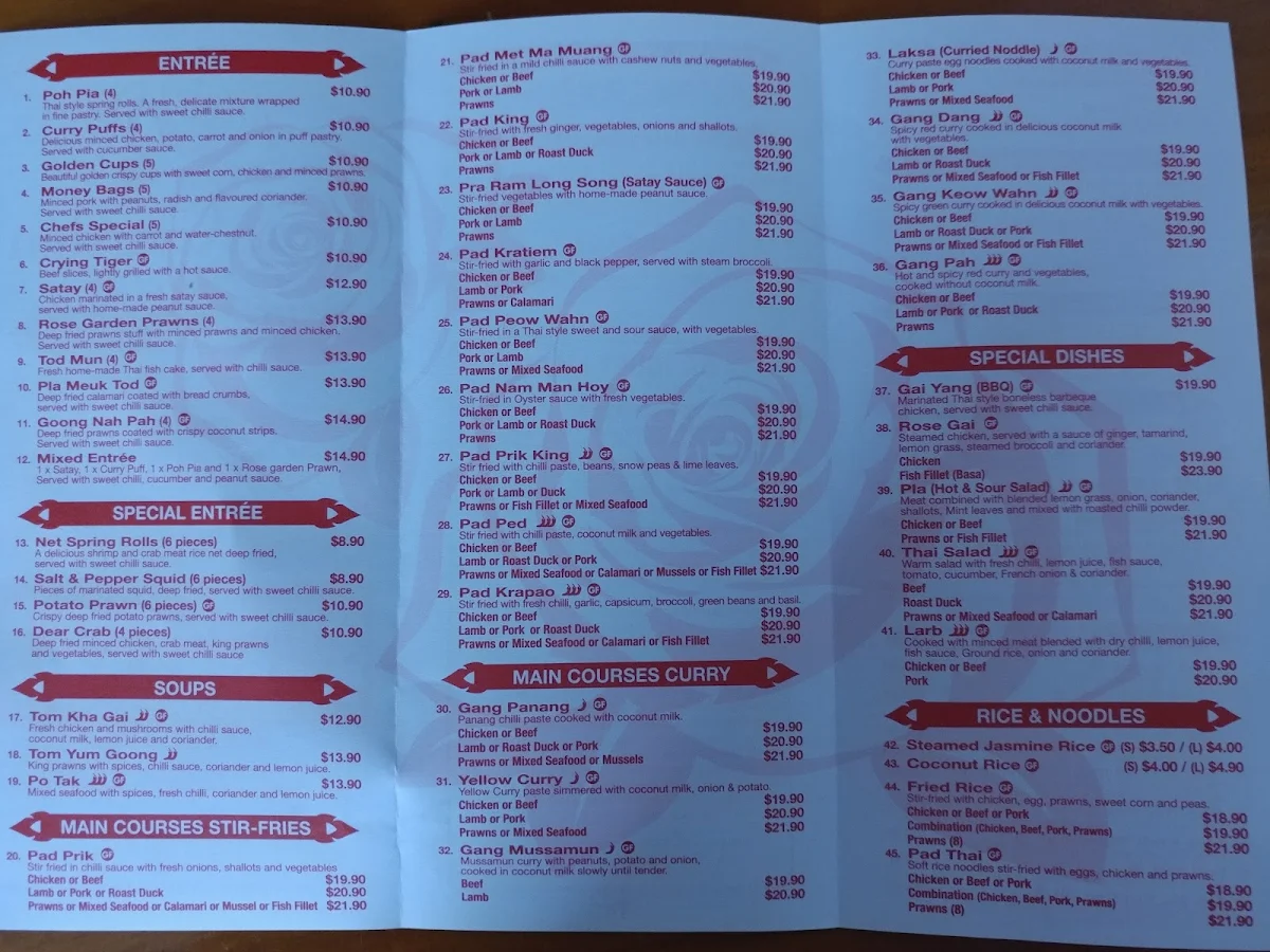 Menu, Rose Garden Central Dubbo