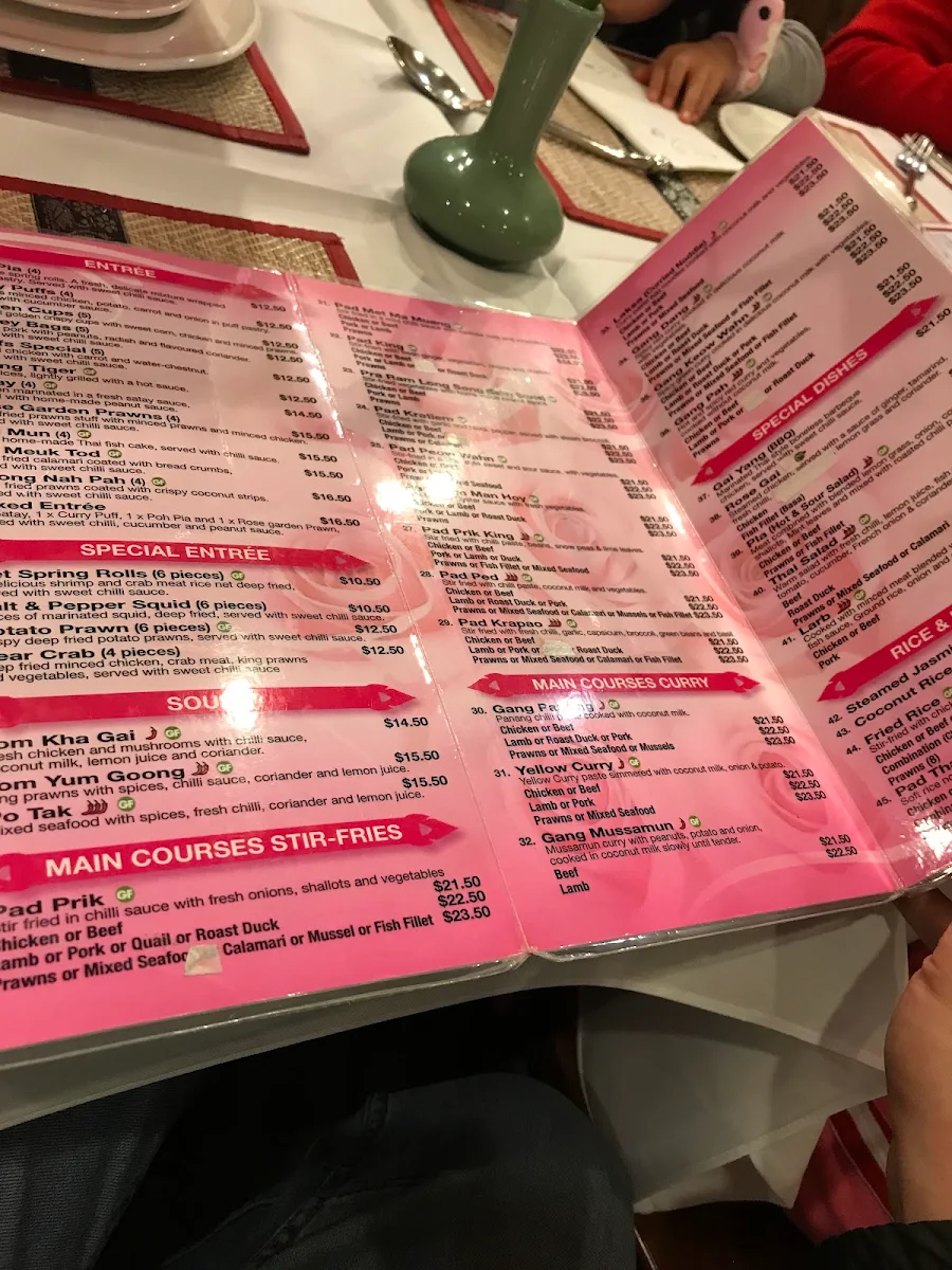 Menu, Rose Garden Central Dubbo
