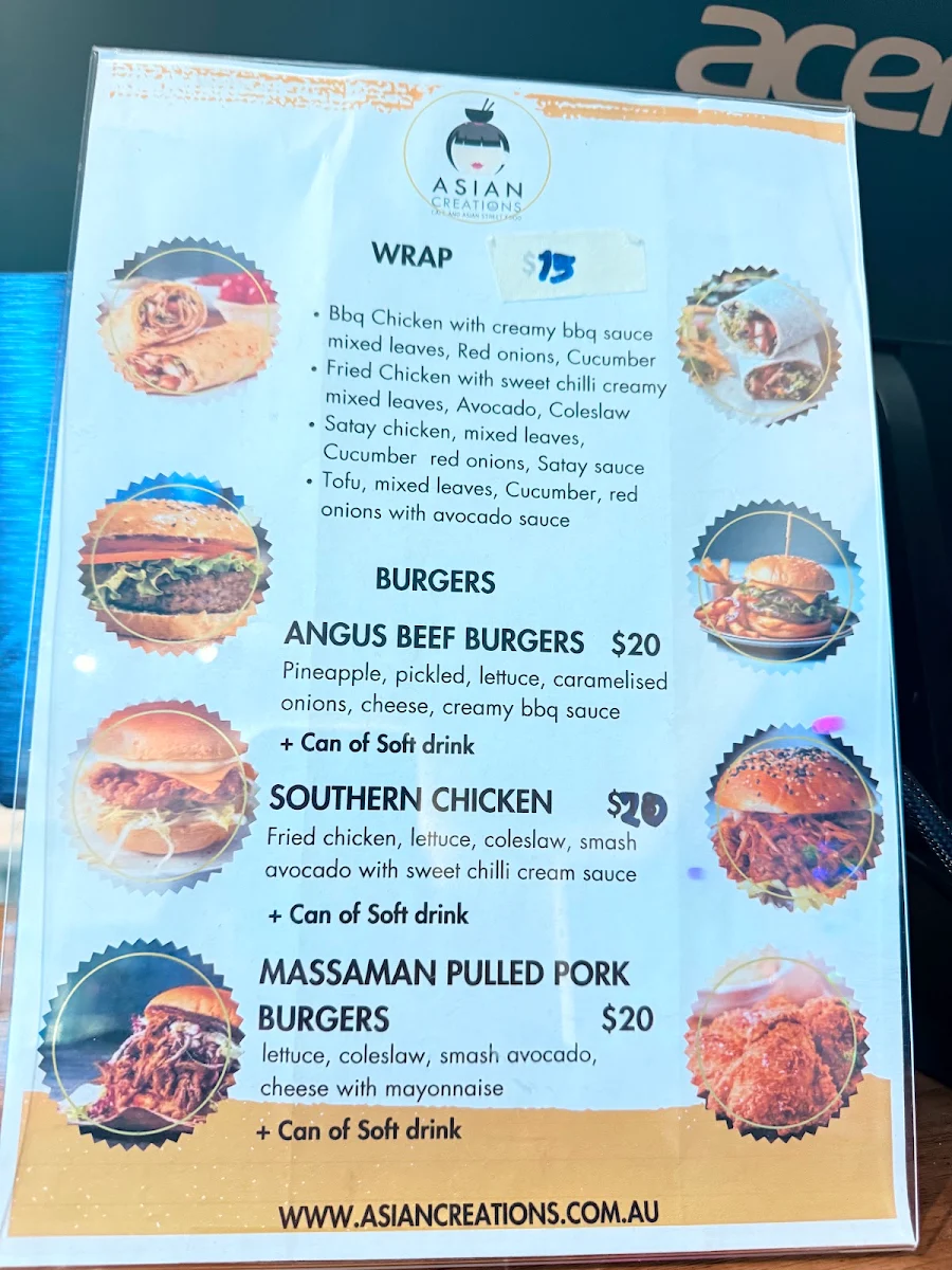 Menu, Asian creations
