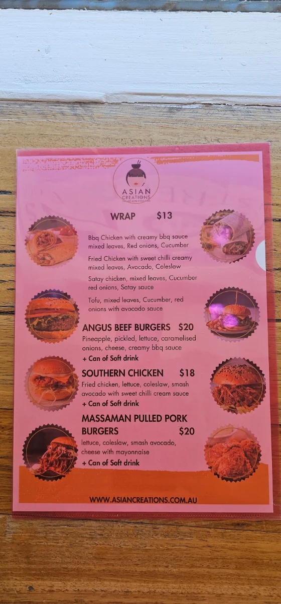 Menu, Asian creations