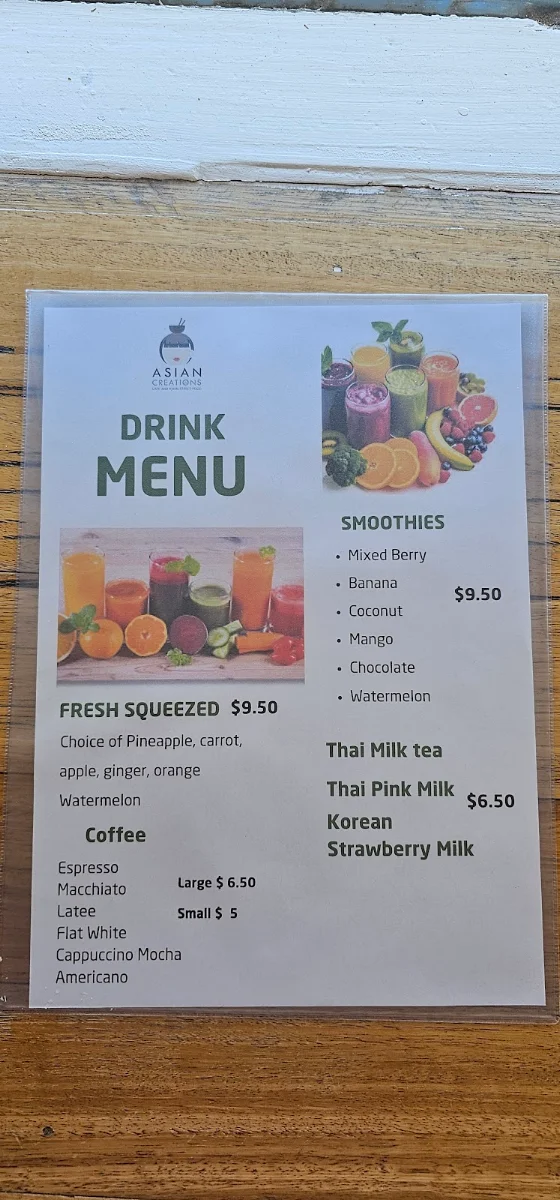 Menu, Asian creations