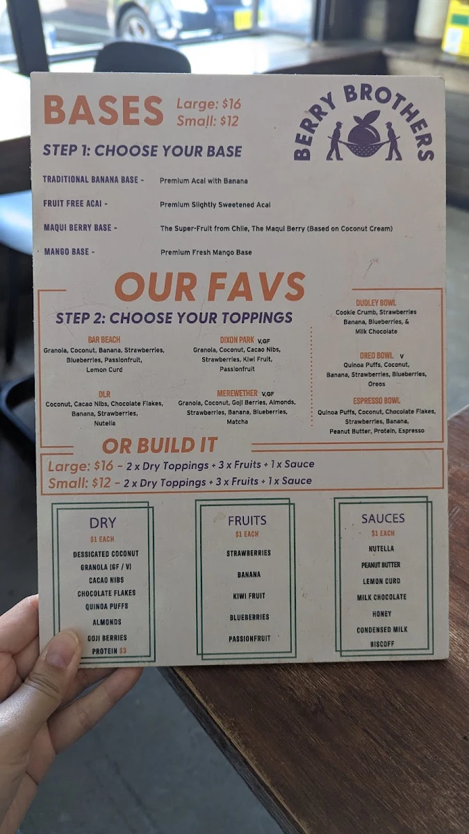 Menu, The Berry Brothers
