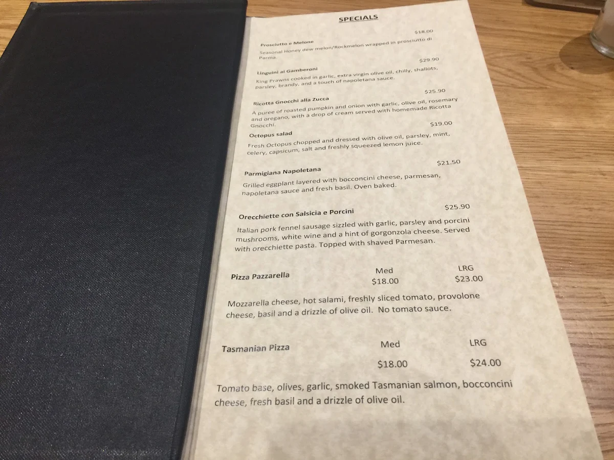 Menu, Gelbison Italian Restaurant