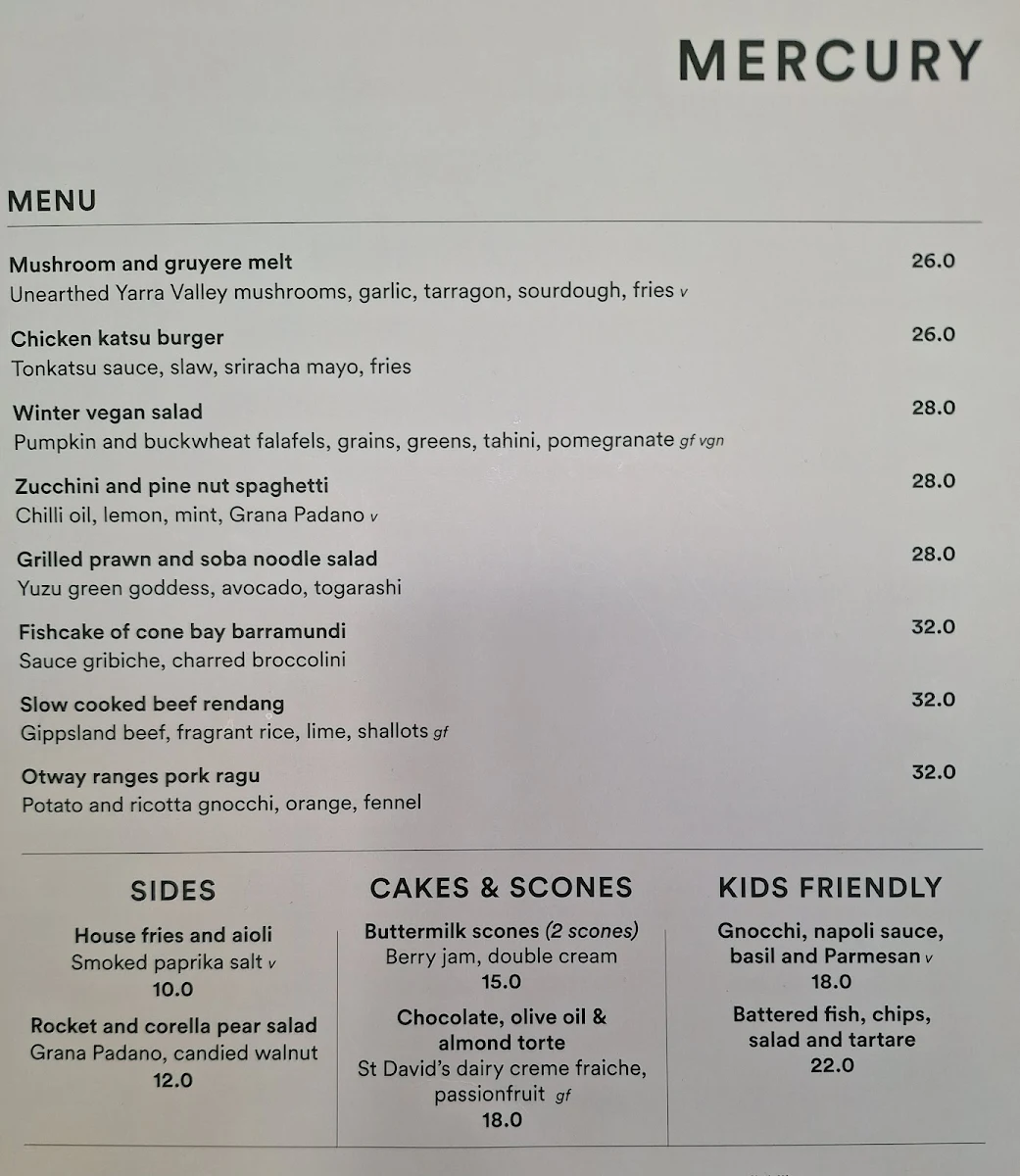 Menu, Melbourne Museum - Museum Market Cafe