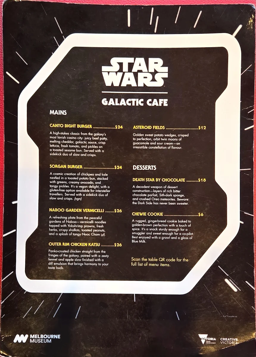 Menu, Melbourne Museum - Museum Market Cafe