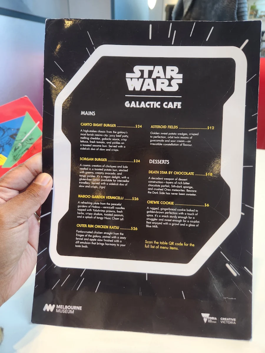 Menu, Melbourne Museum - Museum Market Cafe