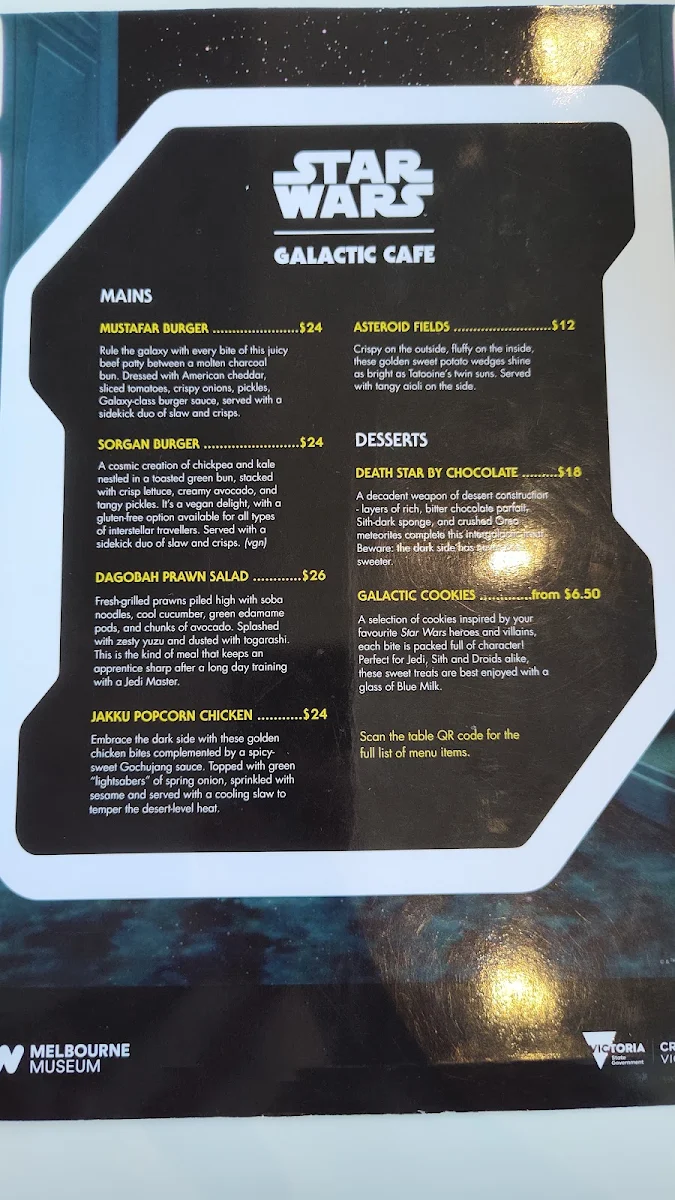 Menu, Melbourne Museum - Museum Market Cafe