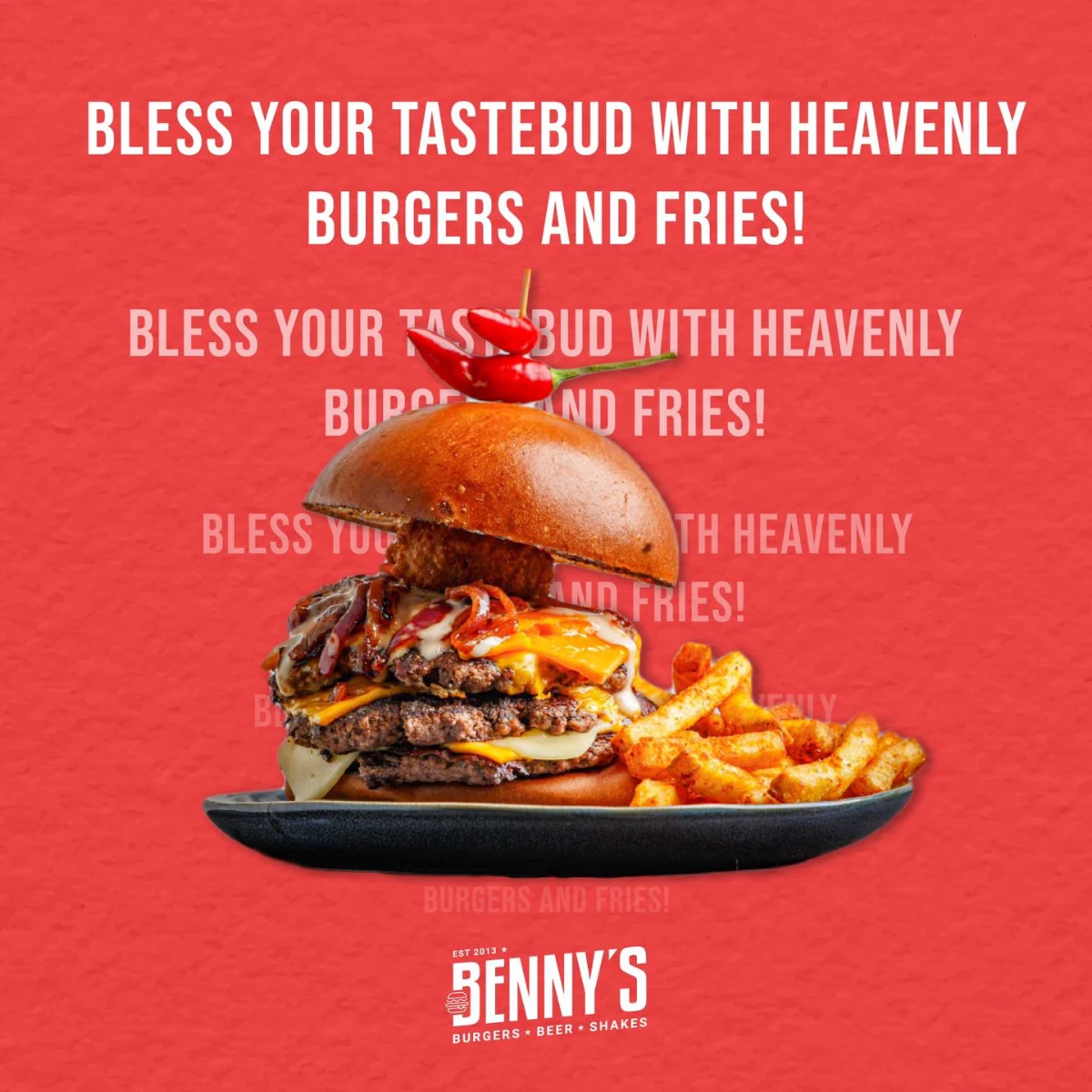 Menu, Benny's American Burger Milton