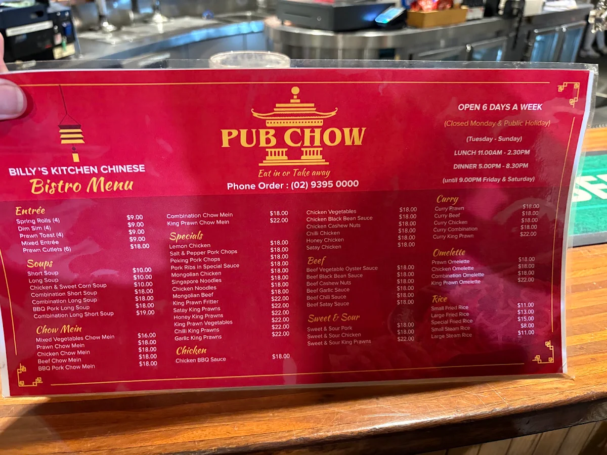 Menu, Abbotts Hotel