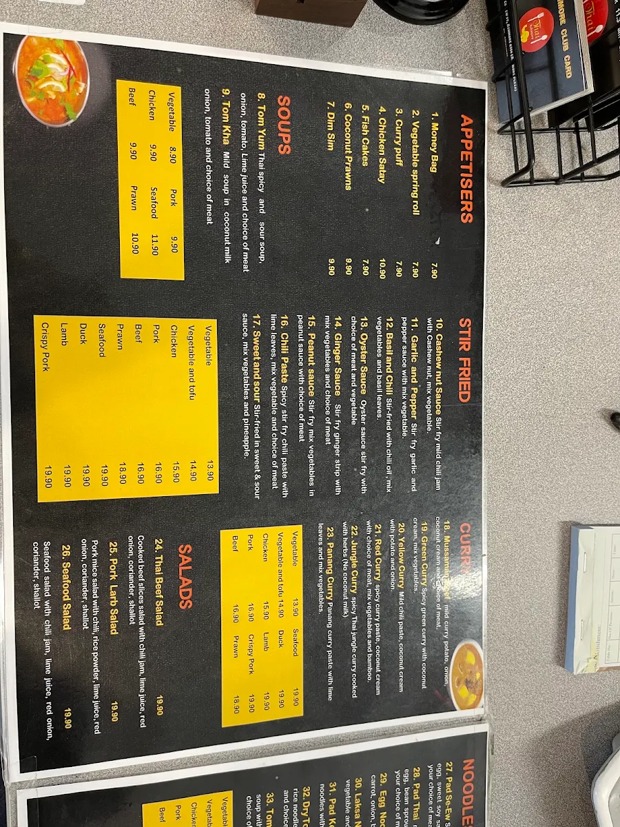 Menu, THAI ASHMORE