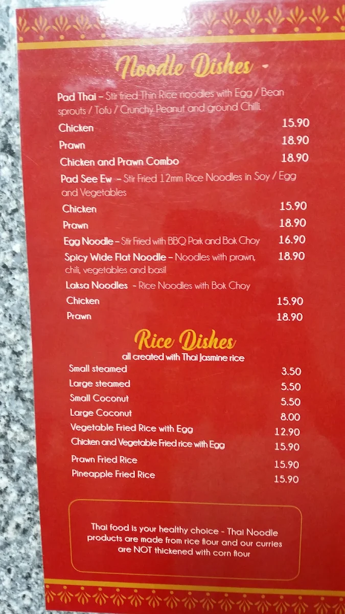 Menu, THAI ASHMORE