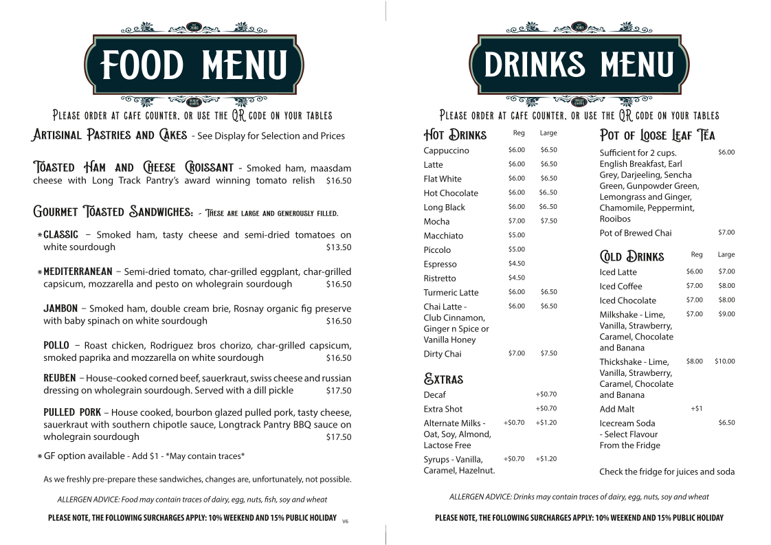Menu, Perennialle Plants Nursery, Cafe and Emporium