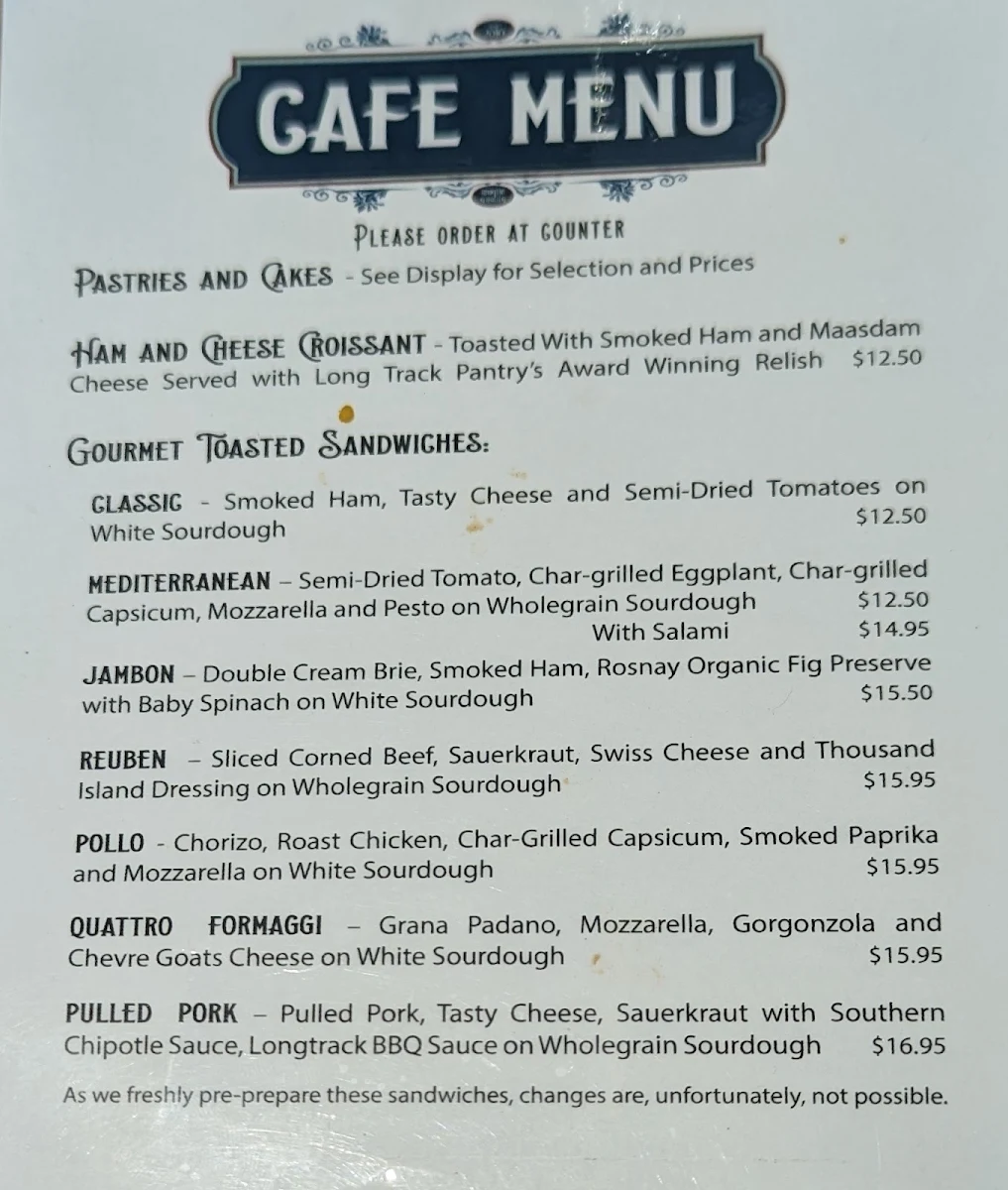 Menu, Perennialle Plants Nursery, Cafe and Emporium