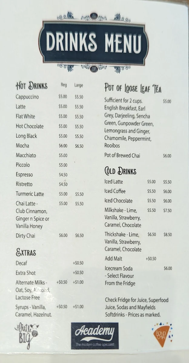 Menu, Perennialle Plants Nursery, Cafe and Emporium