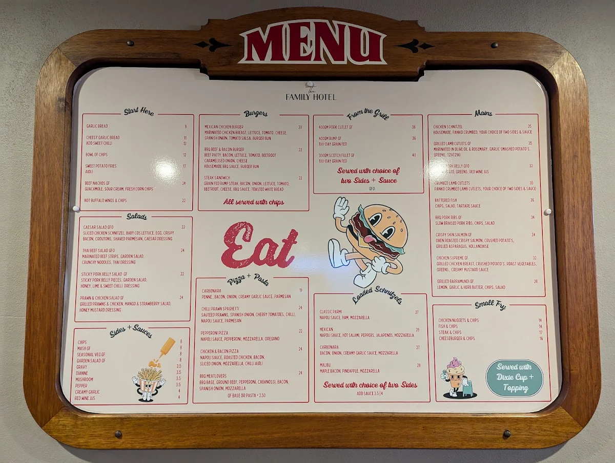 Menu, Family Hotel