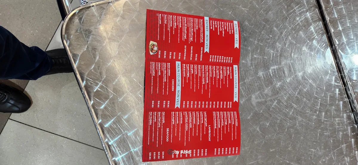 Menu, Falak Indian Cuisine