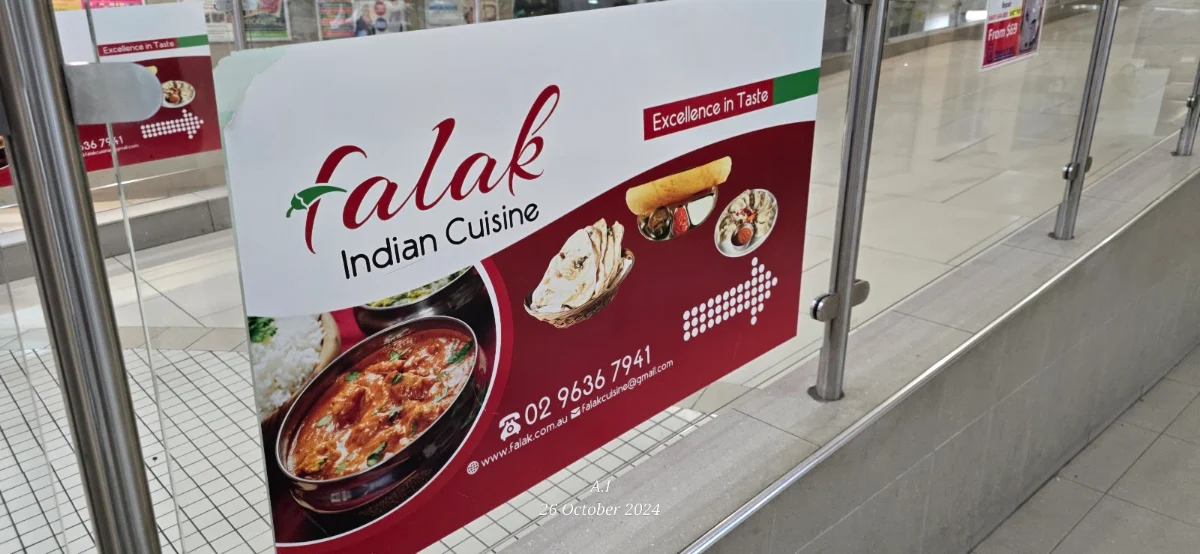 Menu, Falak Indian Cuisine