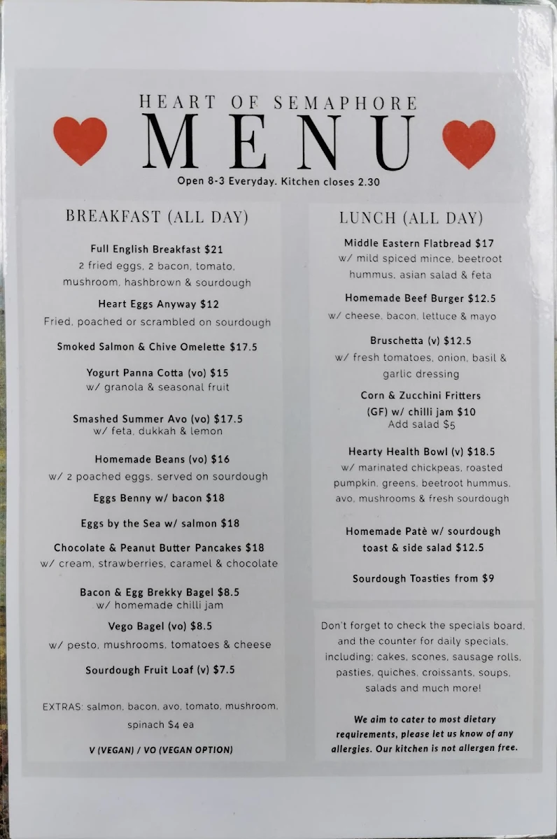 Menu, Heart of Semaphore