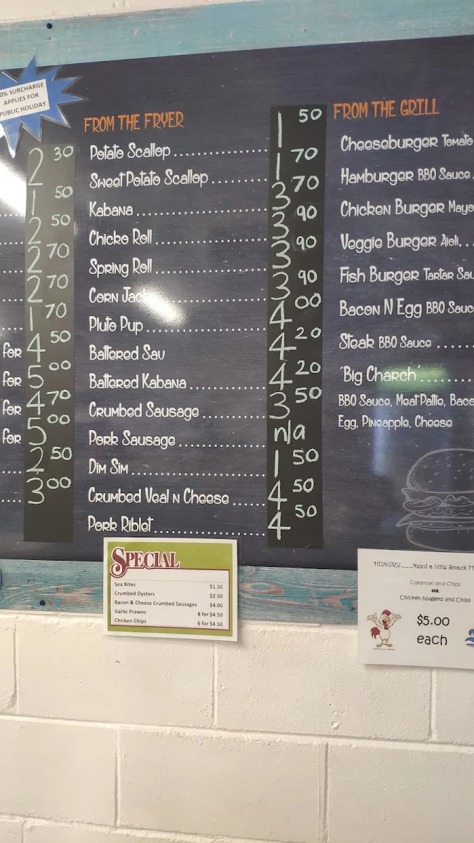 Menu, Charchy's