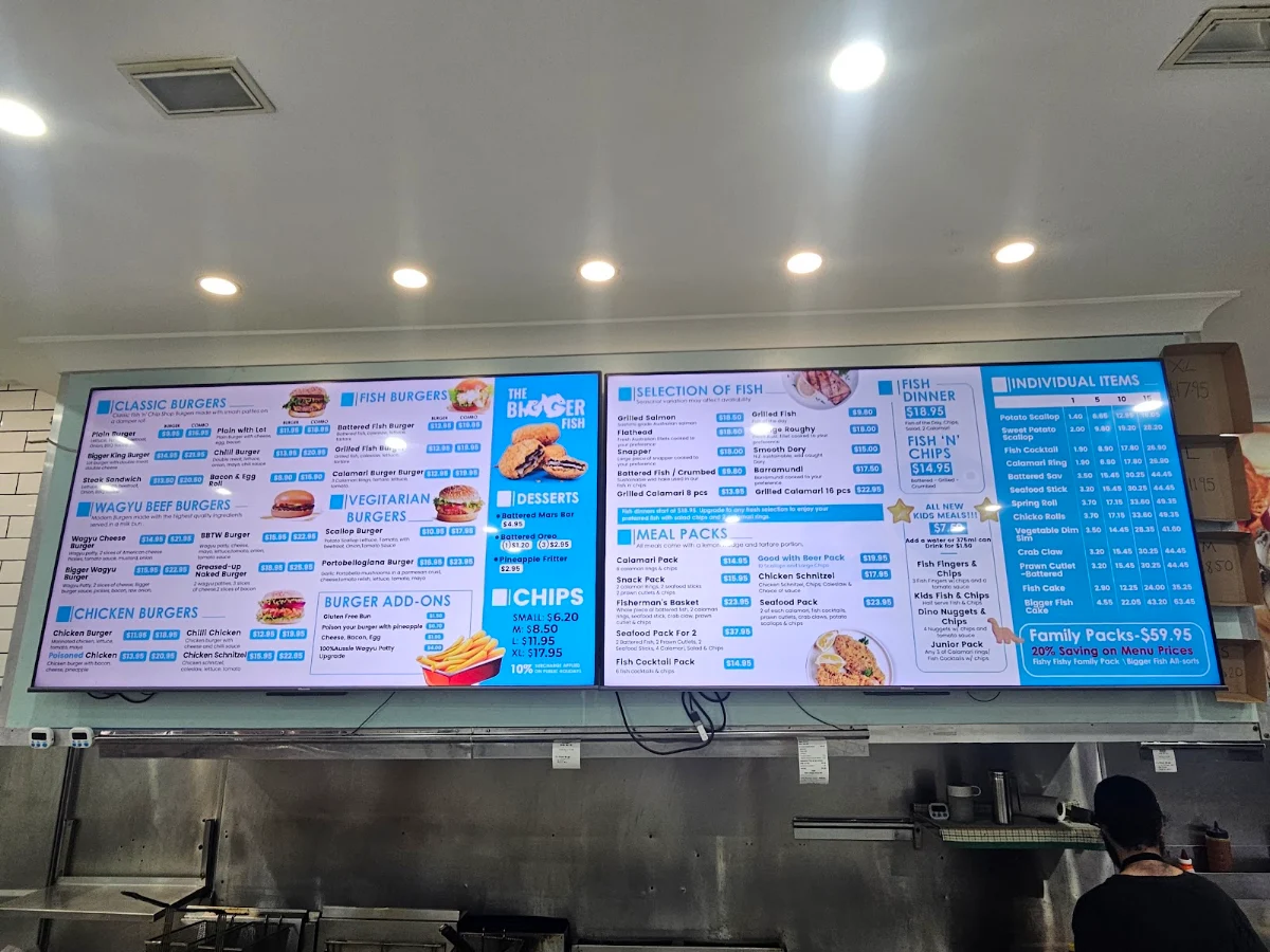 Menu, The Bigger Fish Shop