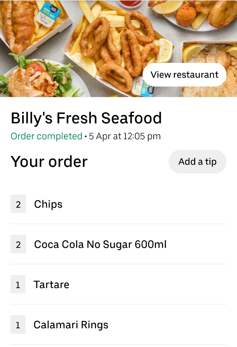 Menu, The Bigger Fish Shop