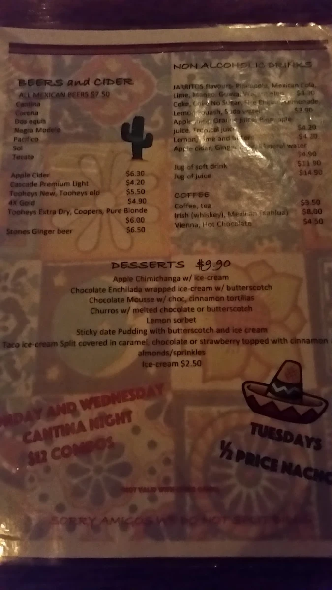 Menu, Mucho's Mexican The Junction