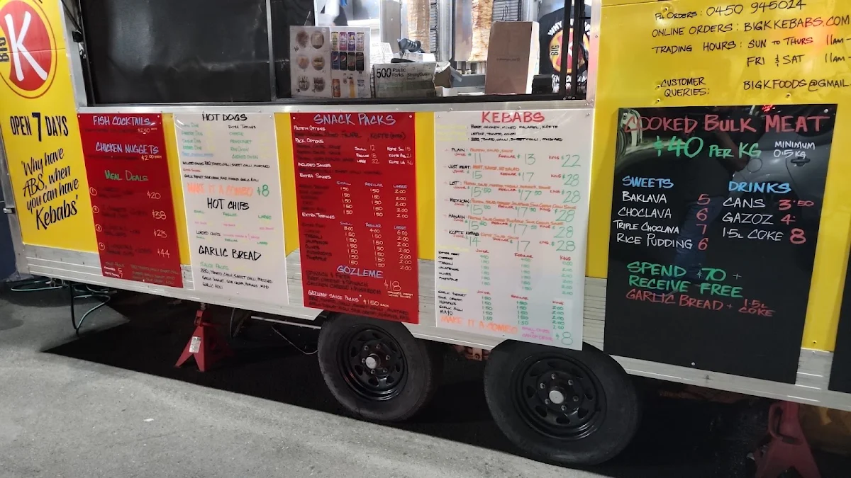 Menu, Big K Kebab House Fairy Meadow
