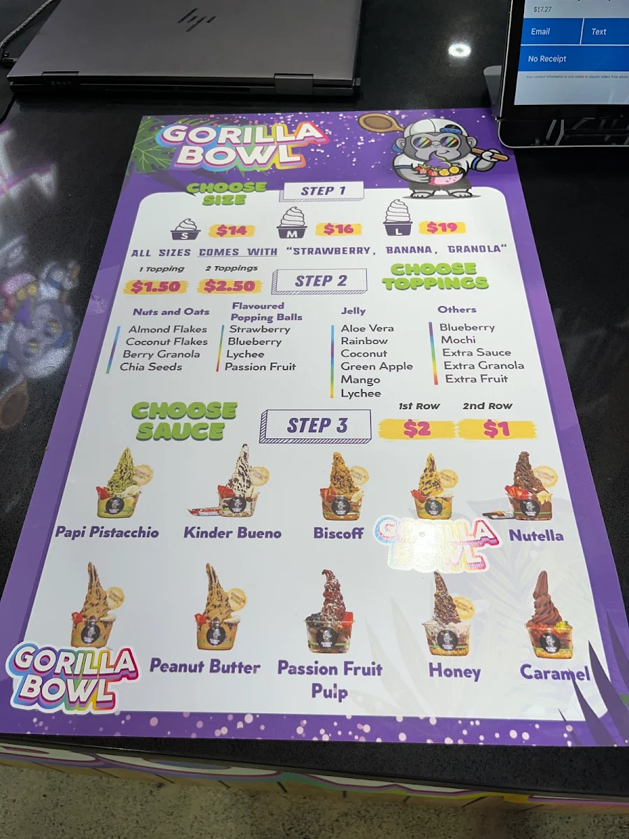 Menu, Gorilla Bowl