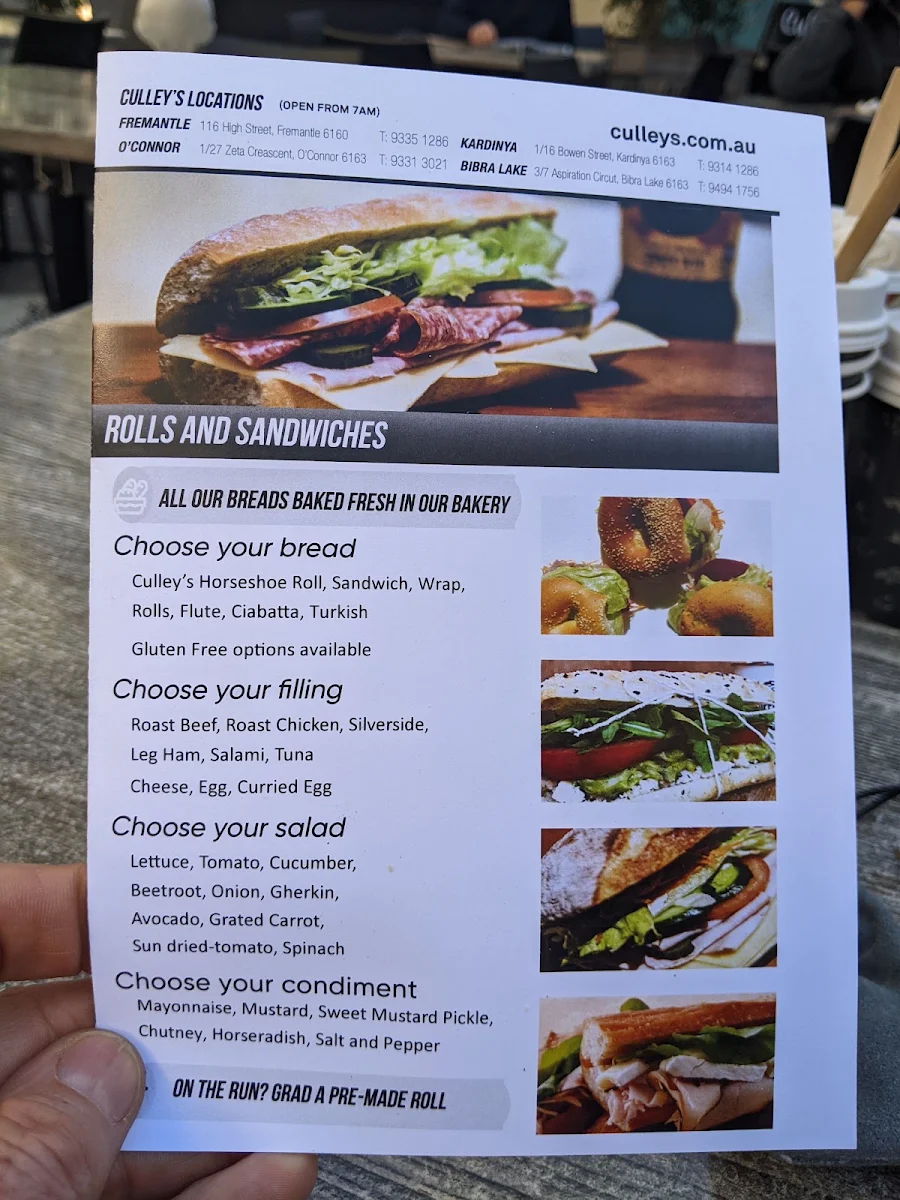 Menu, Culleys Tea Rooms