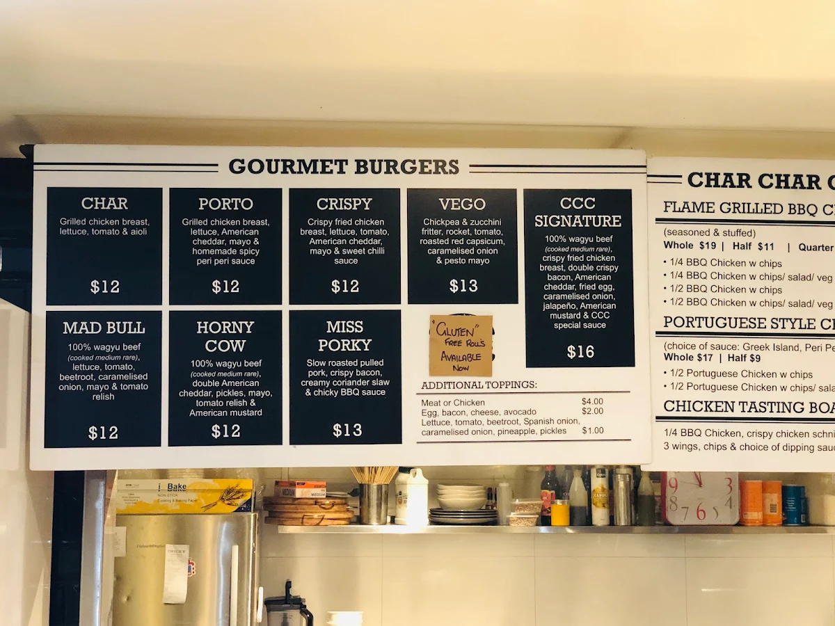 Menu, Chicky Char Char Marrickville