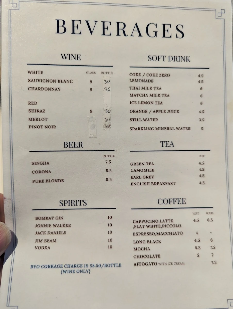Menu, Marko's Restaurant