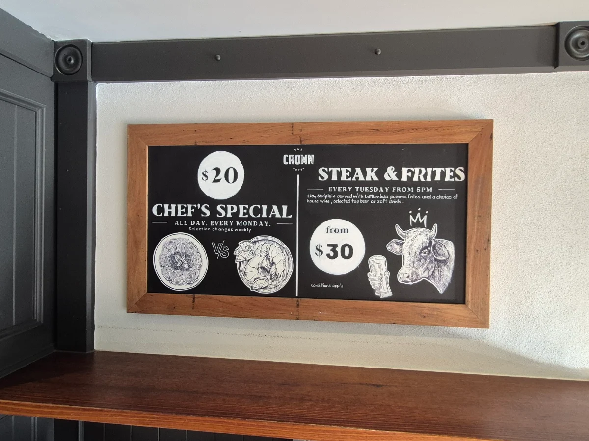 Menu, Crown Hotel