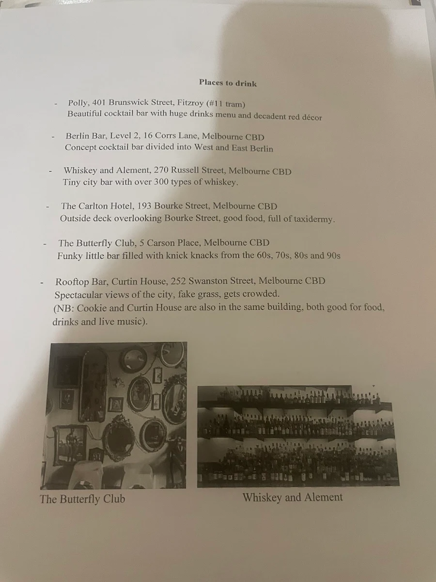 Menu, The Toff
