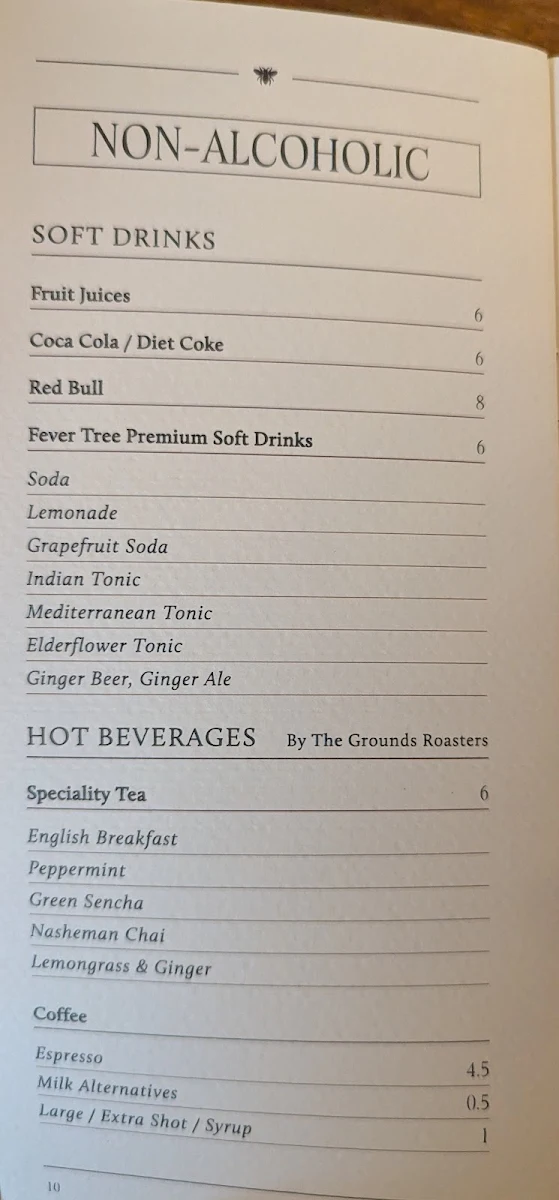 Menu, The Beekeeper Bondi