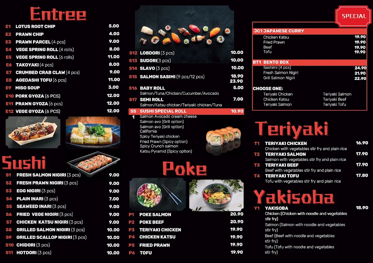 Menu, Lotus Sushi Plus