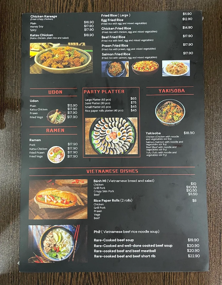 Menu, Lotus Sushi Plus