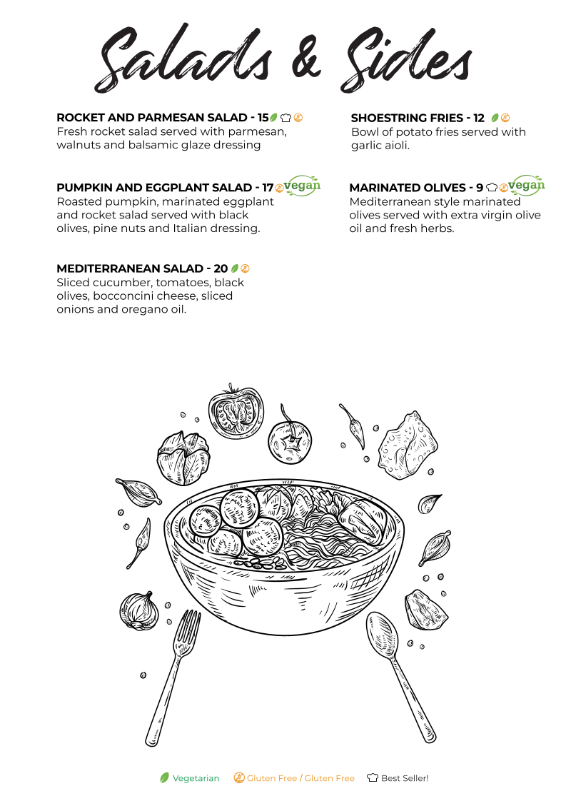 Menu, Bella Alice