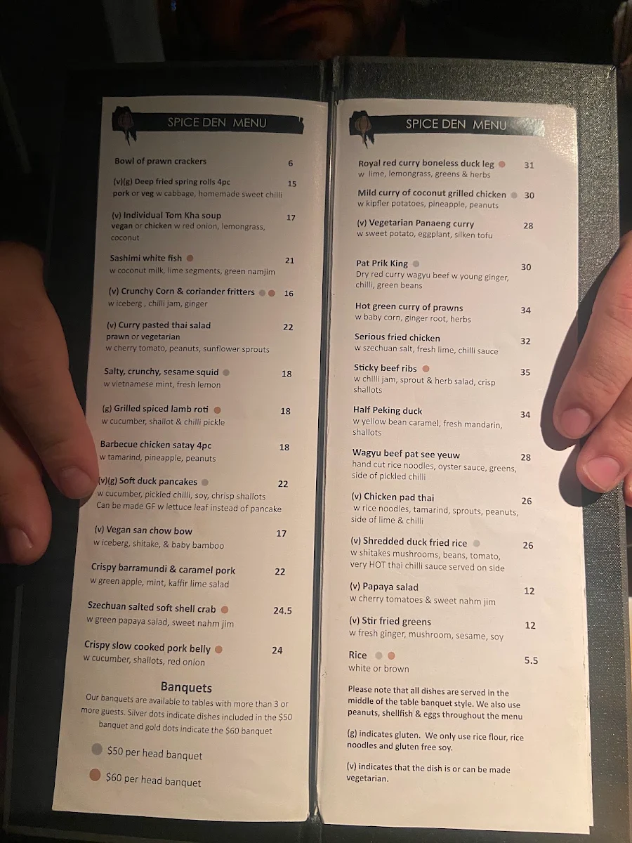 Menu, Spice Den Restaurant Casuarina
