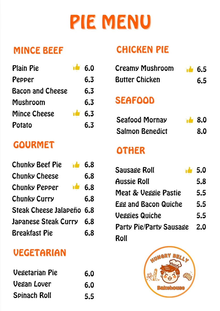 Menu, Hungry Belly Bakehouse