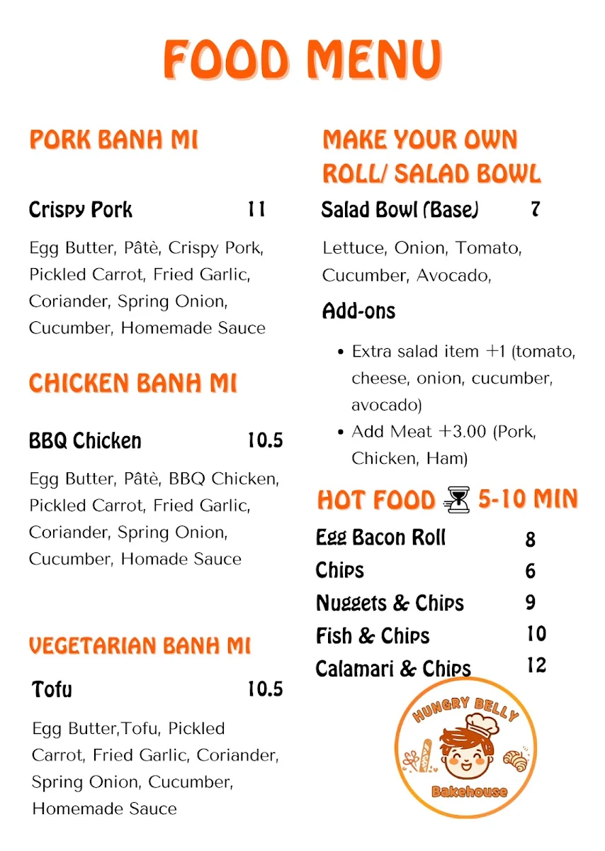 Menu, Hungry Belly Bakehouse