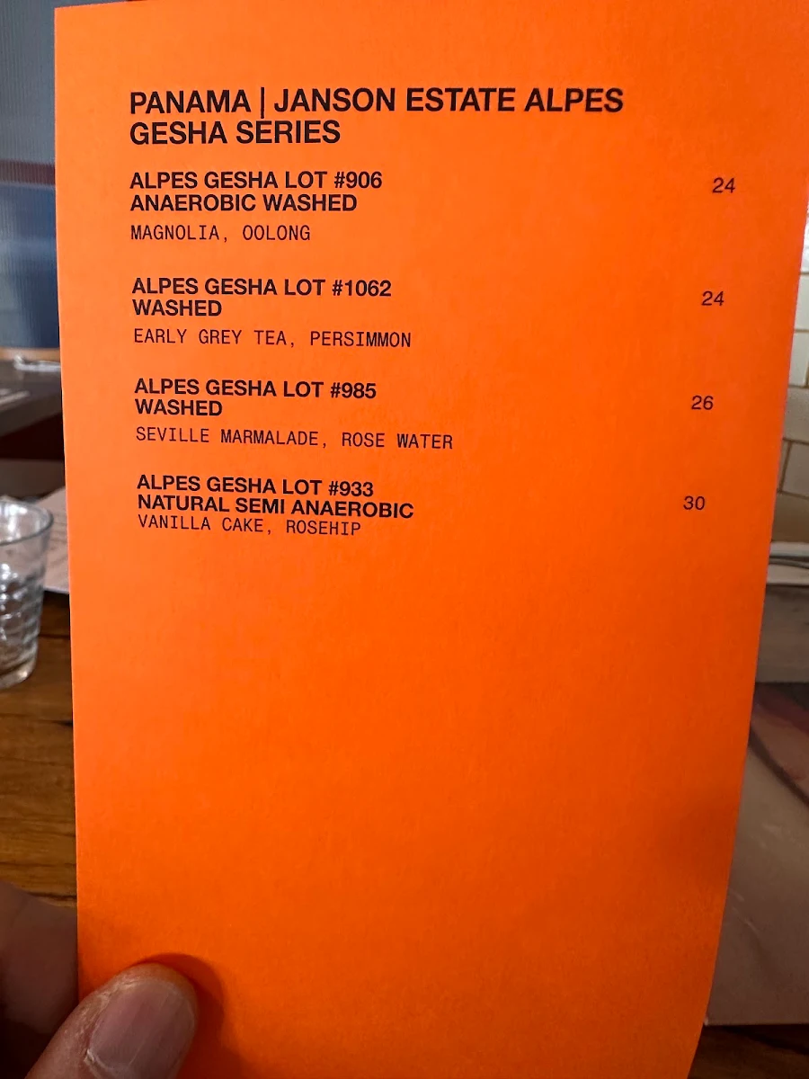 Menu, ST. ALi Coffee Roasters - South Melbourne