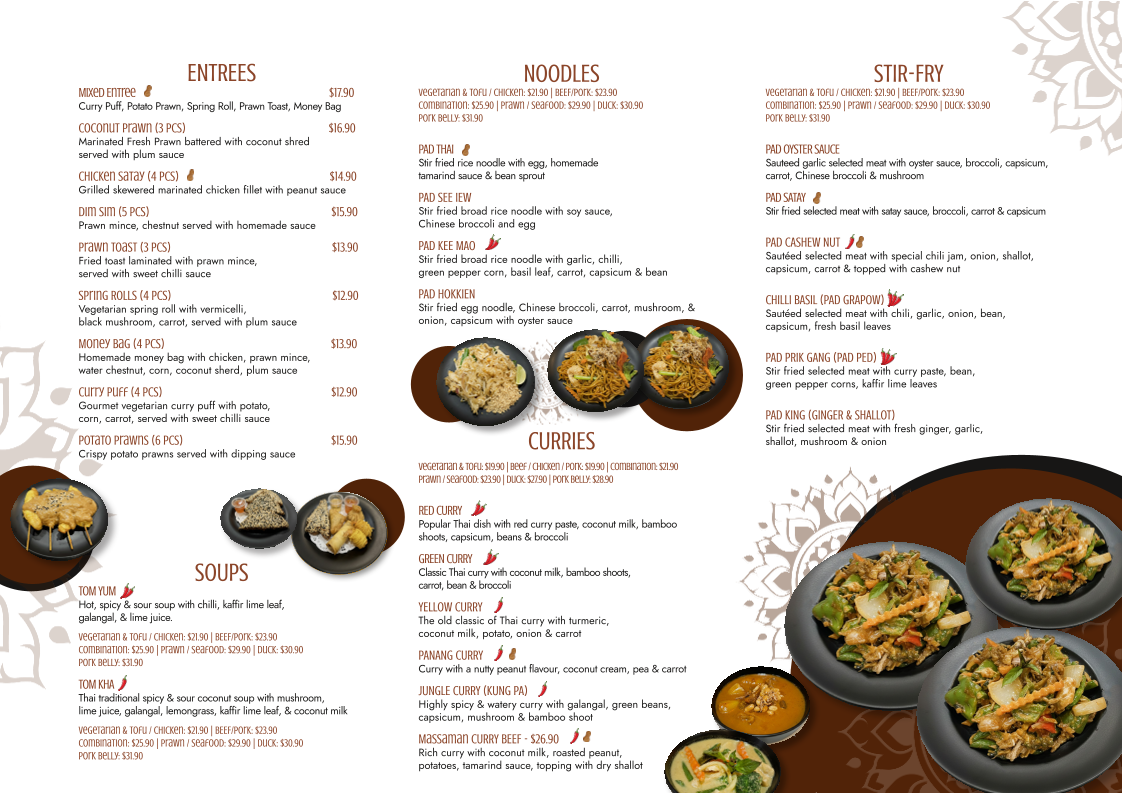Menu, Thaicoon Restaurant