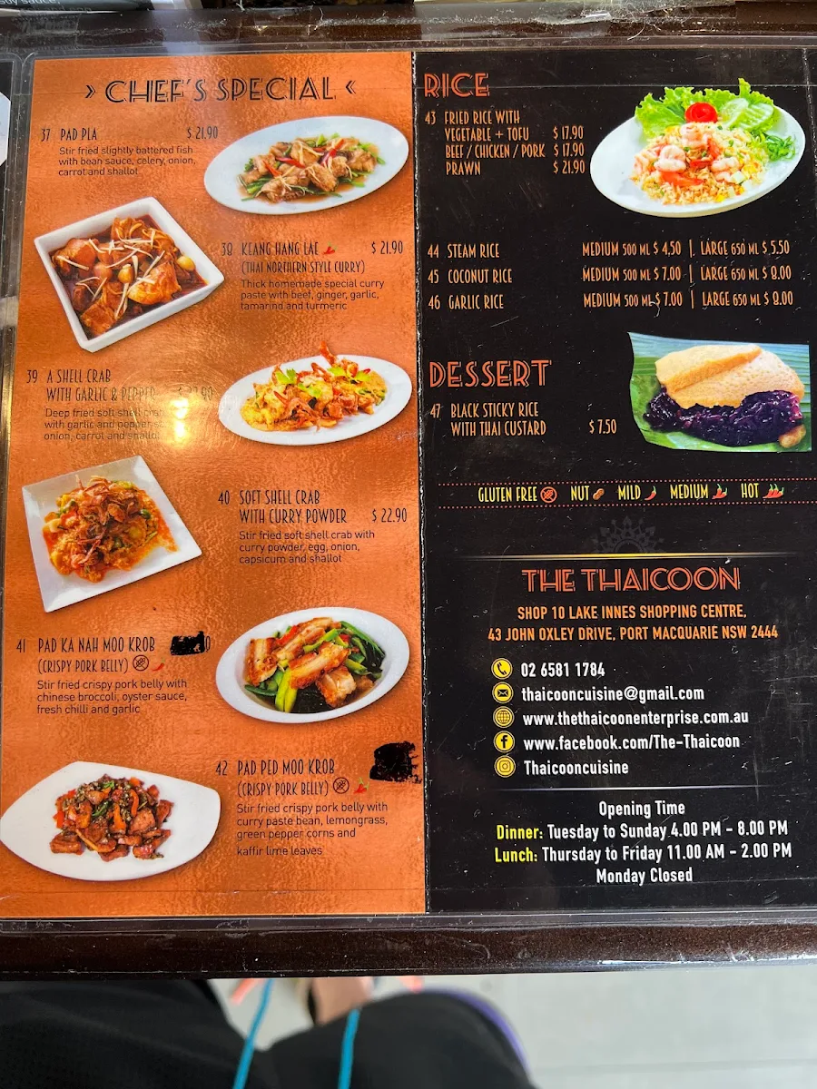 Menu, Thaicoon Restaurant