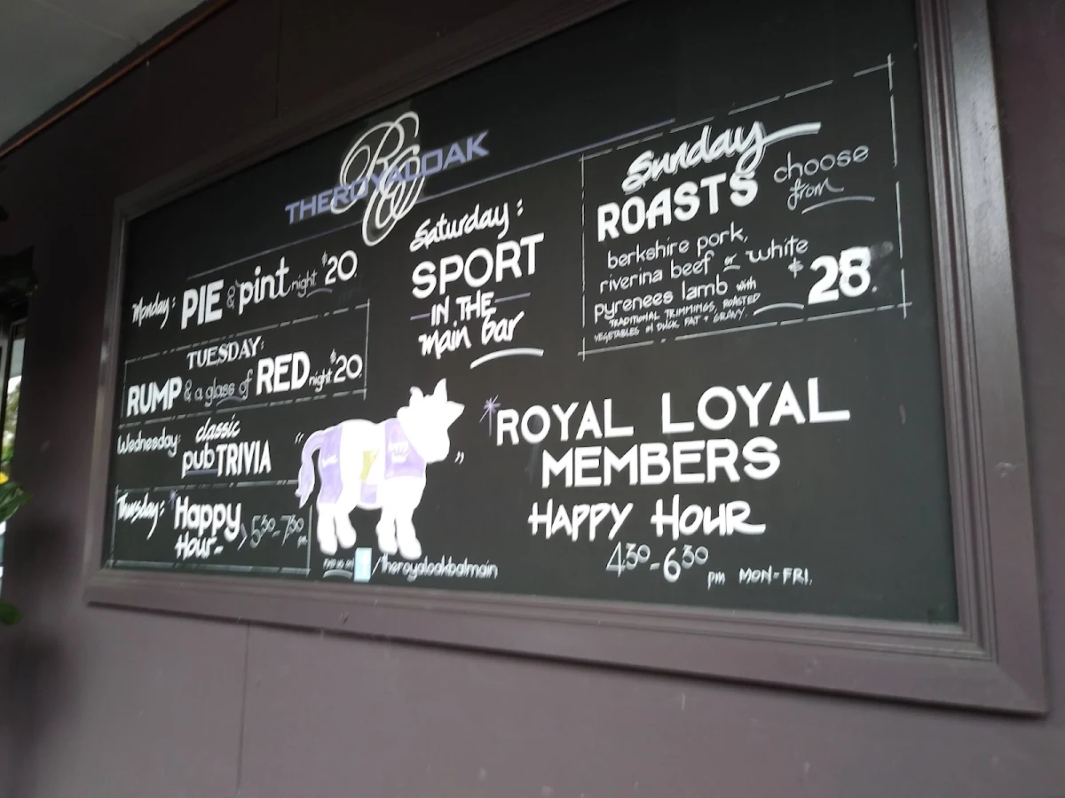 Menu, The Royal Oak