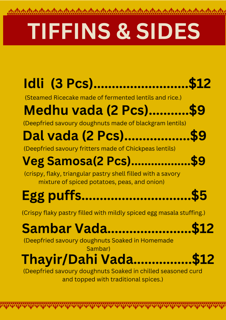 Menu, Dosa AU