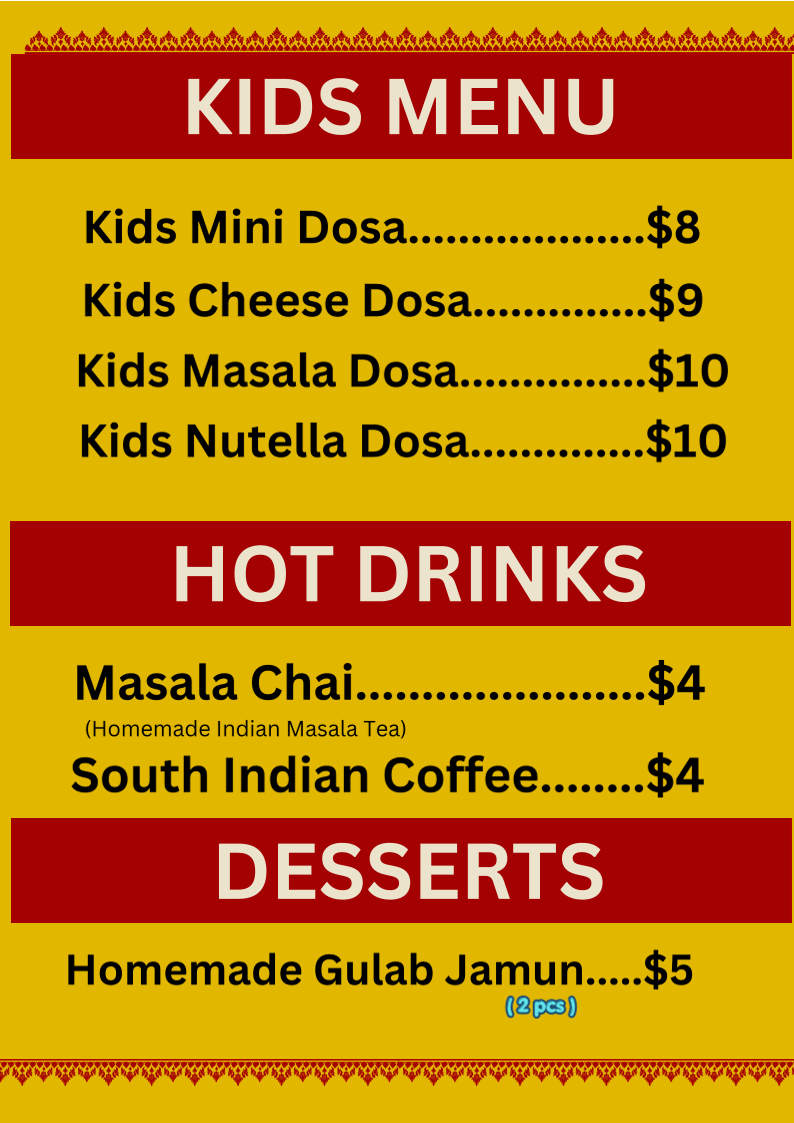 Menu, Dosa AU