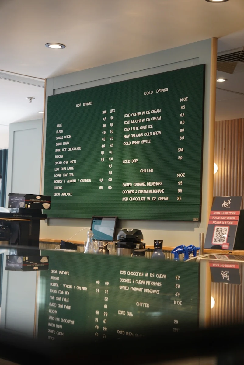 Menu, Axil Coffee Roasters Galleria