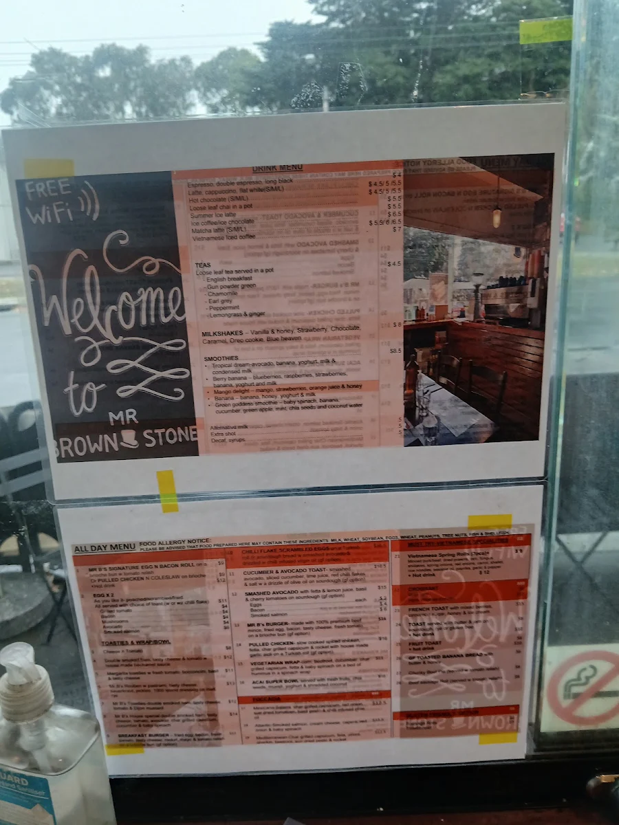 Menu, Mr Brownstone