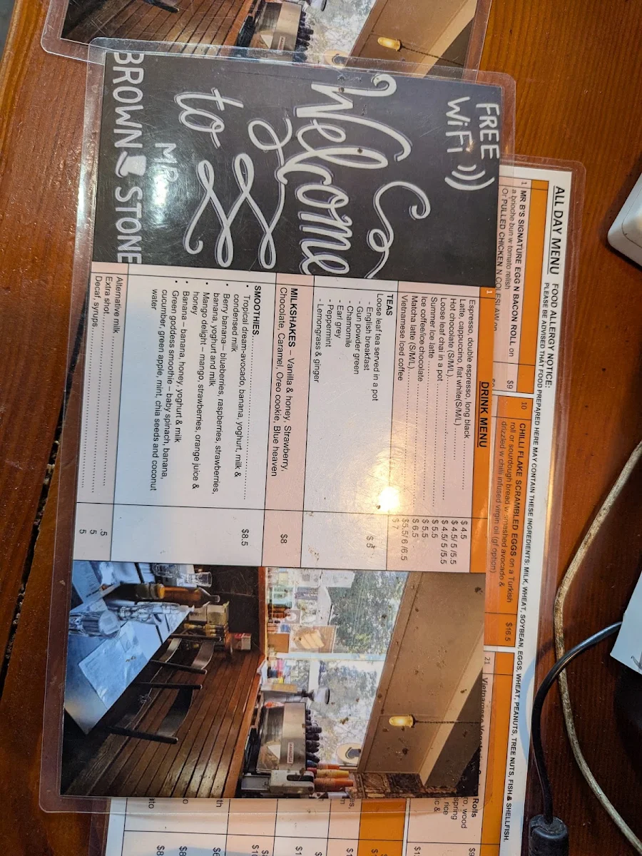 Menu, Mr Brownstone